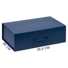 Подарочная коробка, размер 38,5*26*10,5 см, Solution Prestige Big Case Soft с магнитным клапаном и ручкой , с EVA ложементом 36,8*25,1*4 см под индивидуальную вырубку, темно-синяя
