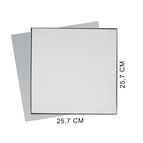 Коробка подарочная Solution Superior Alfa Linen под индивидуальную вырубку, серебро, 25,7x25,7x2,8 см, бежевый ложемент