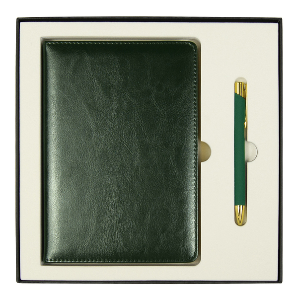 Набор подарочный Solution Duo (ежедневник City Nebraska, ручка Legend Soft Touch Mirror Gold), зеленый