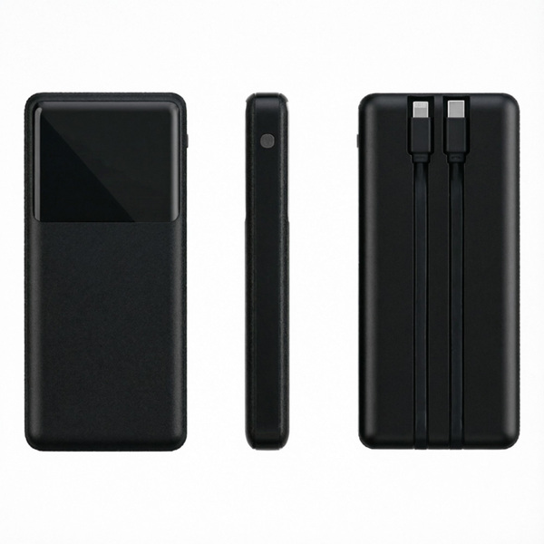 Внешний аккумулятор (powerbank)  «Stream 10»,  10 000 mAH, с двумя зарядными шнурами,  22,5W (Ватт)  super fast charge, Power Delivery (PD) 25.5W (dfnn),  c цифровым дисплеем для контроля заряда, черный