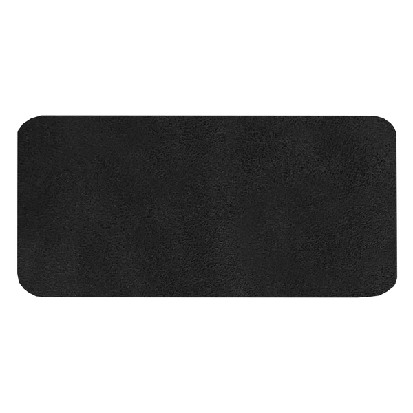 Шеврон Rectangle Smooth Leather размер 60*30 мм, черный, со скругленными углами