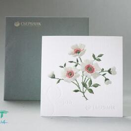Открытка с эффектом вышивки для Сбербанка